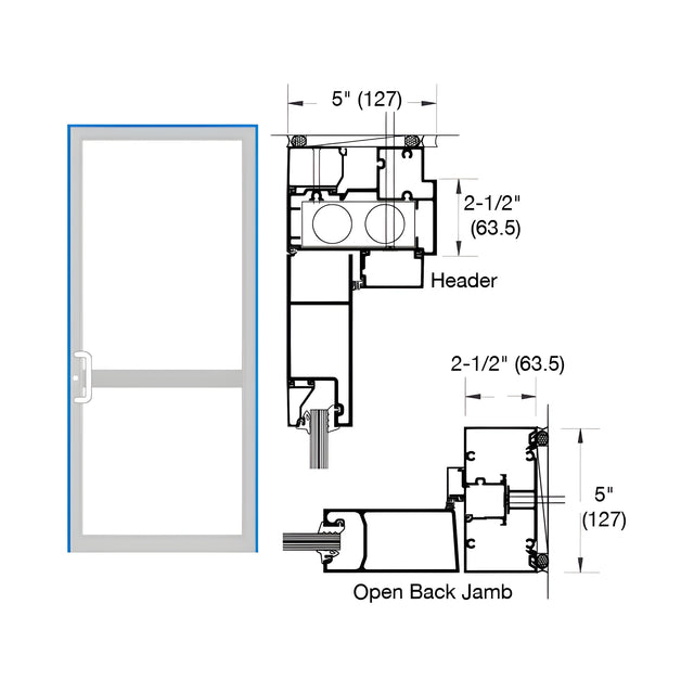 CRL-U.S. Aluminum Custom KYNAR® Paint Series IG500 Custom Up/Over Door Frame for Geared Hinged, CVR Strike, and Overhead Concealed Closer