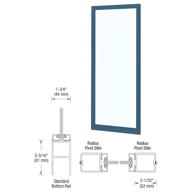 CRL-U.S. Aluminum Custom KYNAR® Paint Single 36" x 84" Blank 250 Narrow Center Stile Entrance Door