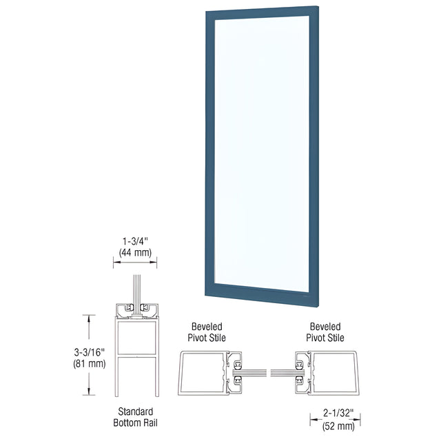CRL-U.S. Aluminum Custom KYNAR® Paint Single 36" x 84" Blank 250 Narrow Offset Stile Entrance Door