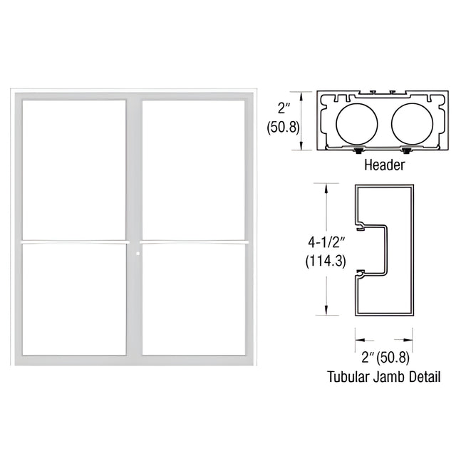 CRL-U.S. Aluminum Custom Size Bone White KYNAR® Paint Series 451 Tubular Center Hung Up and Over Frame Complete (2F)