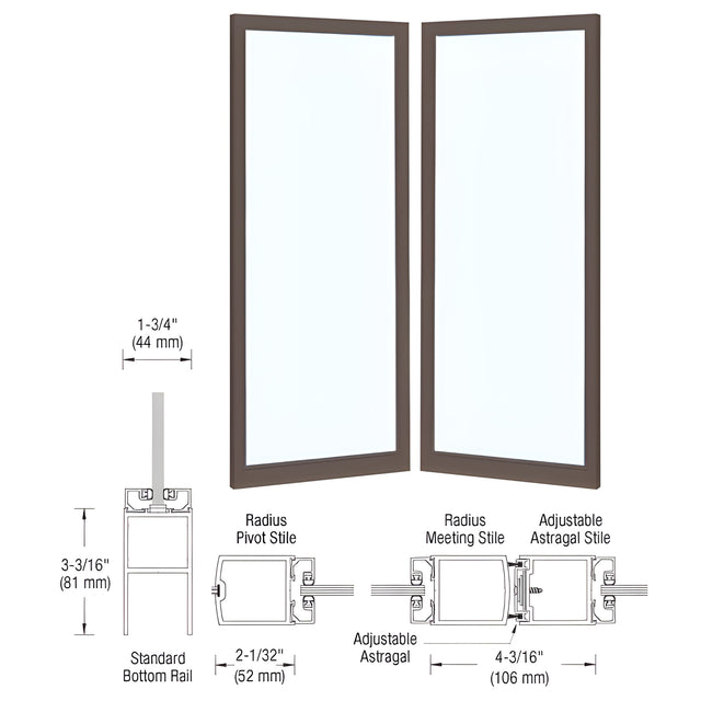 CRL-U.S. Aluminum Custom Size Bronze Black Anodized Blank Pair 250 Narrow Center Stile Entrance Doors - No Prep