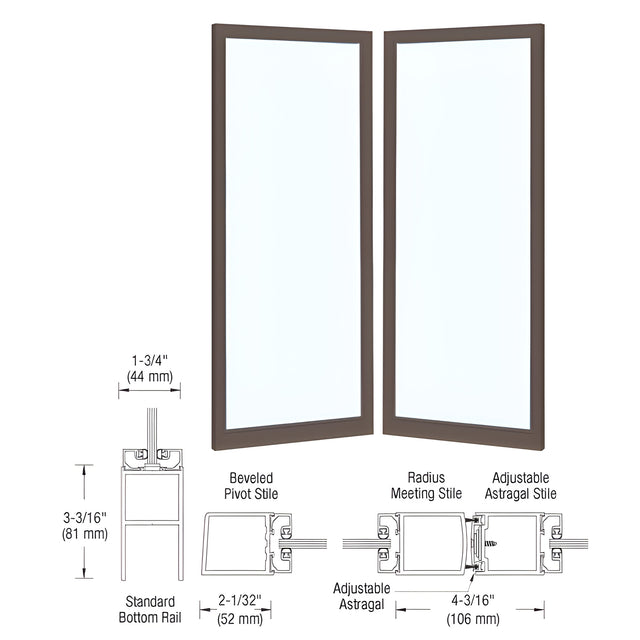 CRL-U.S. Aluminum Custom Size Bronze Black Anodized Blank Pair 250 Narrow Offset Stile Entrance Doors- No Prep