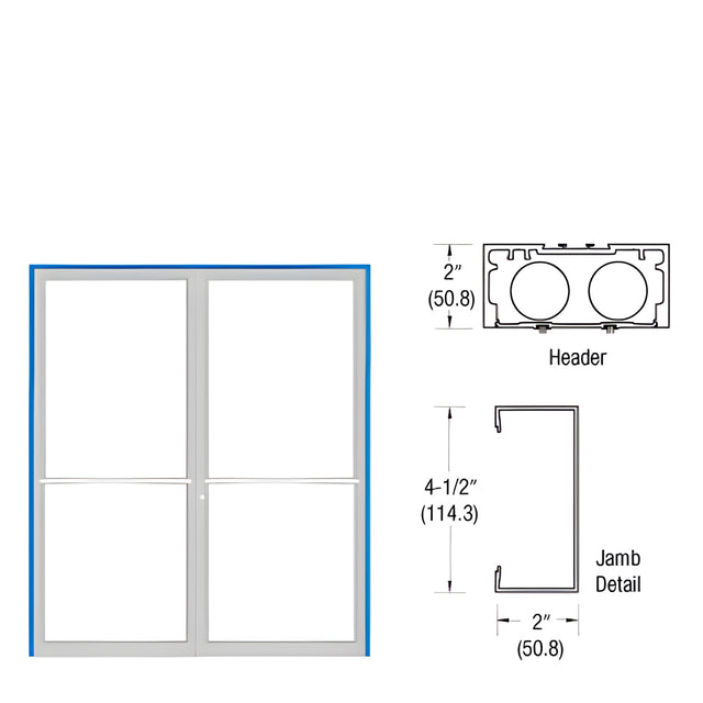 CRL-U.S. Aluminum Custom Size Clear Anodized Class 1 Blank 451 Up and Over Double Door Frame