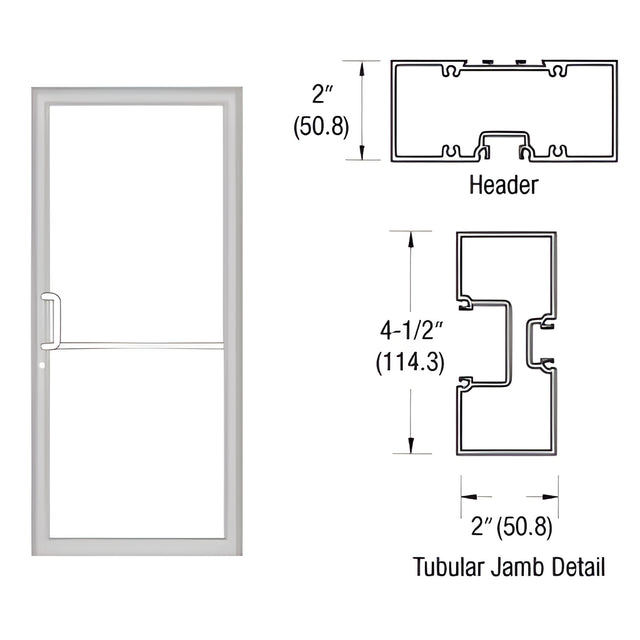 CRL-U.S. Aluminum Custom Size Clear Anodized Class 1 Series 451 Tubular Butt Hinge Up and Over Frame Complete (1F)
