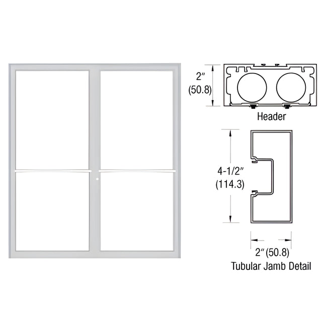 CRL-U.S. Aluminum Custom Size Clear Anodized Class 1 Series 451 Tubular Center Hung Up and Over Frame Complete (2F)