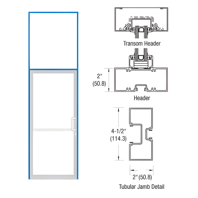 CRL-U.S. Aluminum Custom Size Clear Anodized Class 1 Series 451 Tubular Offset Pivot Transom Frame Complete (1FT)