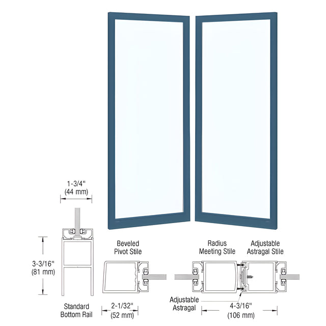 CRL-U.S. Aluminum Custom Size Custom Paint Blank Pair 250 Narrow Offset Stile Entrance Doors- No Prep