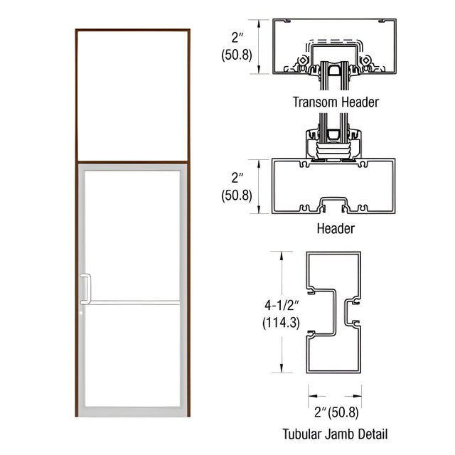 CRL-U.S. Aluminum Custom Size Dark Bronze/Black Anodized Class 1 Series 451 Tubular Butt Hinge Transom Frame Complete (1FT)