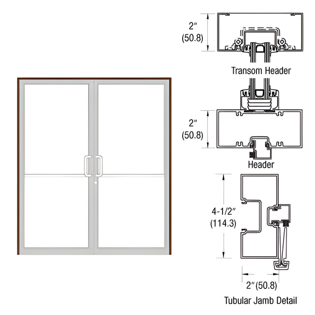 CRL-U.S. Aluminum Custom Size Dark Bronze/Black Anodized Class 1 Series 451 Tubular Gear Hinge Transom Frame Complete (2FT)