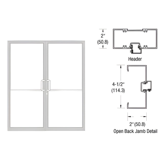 CRL-U.S. Aluminum Custom Size White KYNAR® Paint Series 451 Open Back Gear Hinge Up and Over Frame Complete (2F)