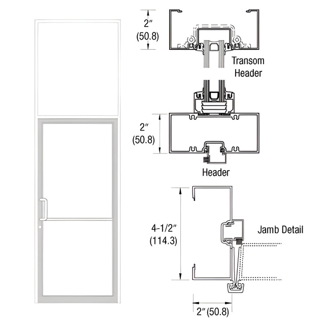CRL-U.S. Aluminum Custom Size White KYNAR® Paint Series 451 Open Back Gear Hinge Transom Frame Complete (1FT)