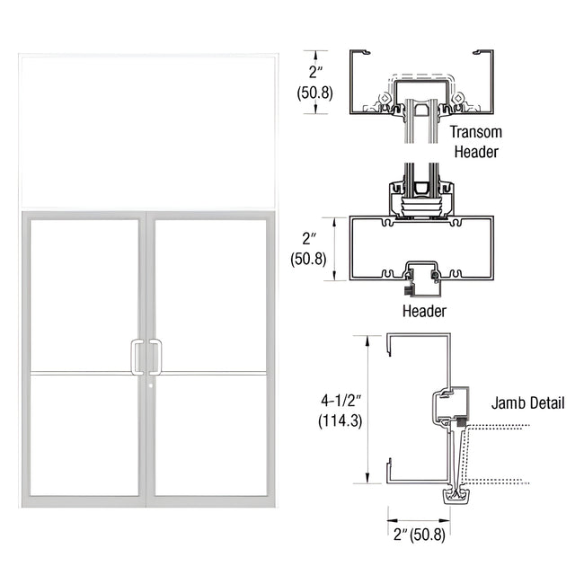 CRL-U.S. Aluminum Custom Size White KYNAR® Paint Series 451 Open Back Gear Hinge Transom Frame Complete (2FT)