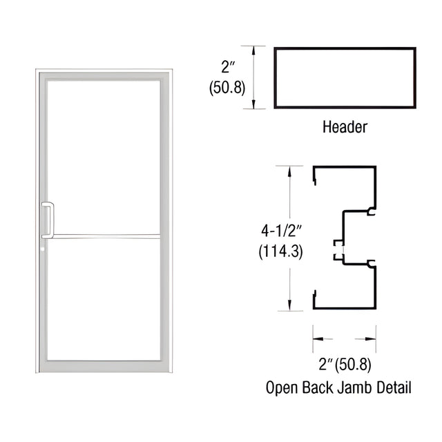 CRL-U.S. Aluminum Custom Size White KYNAR® Paint Series IT451 Open Back Offset Pivot Up and Over Door Frame Complete (1F)