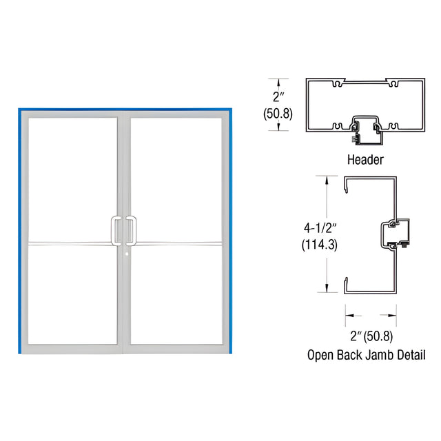 CRL-U.S. Aluminum Custom Size and Custom KYNAR® Paint Series 451 Open Back Gear Hinge Up and Over Frame Complete (2F)
