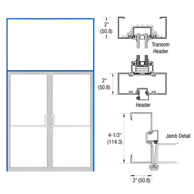 CRL-U.S. Aluminum Custom Size and Custom KYNAR® Paint Series 451 Open Back Gear Hinge Transom Frame Complete (2FT)