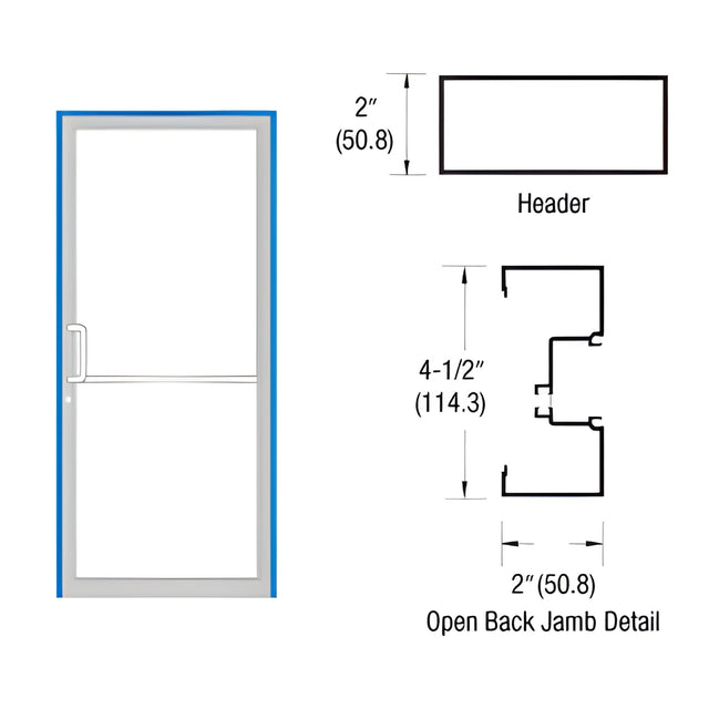 CRL-U.S. Aluminum Custom Size and Custom KYNAR® Paint Series IT451 Open Back Offset Pivot Up and Over Door Frame Complete (1F)