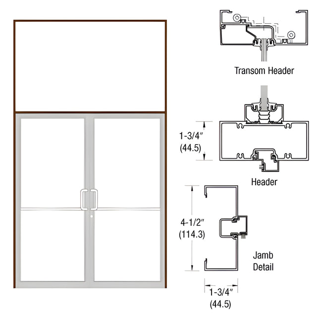 CRL-U.S. Aluminum Custom Sized Bronze Black Anodized Custom Sized Series 450 Open Back Butt Hinge Transom Frame Complete (2FT)