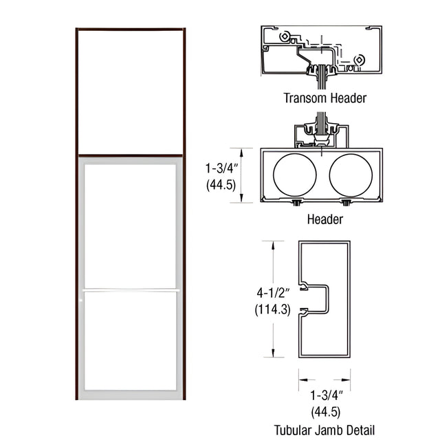 CRL-U.S. Aluminum Custom Sized Bronze Black Anodized Series 450 Tubular Center Hung Transom Frame Complete (1FT)
