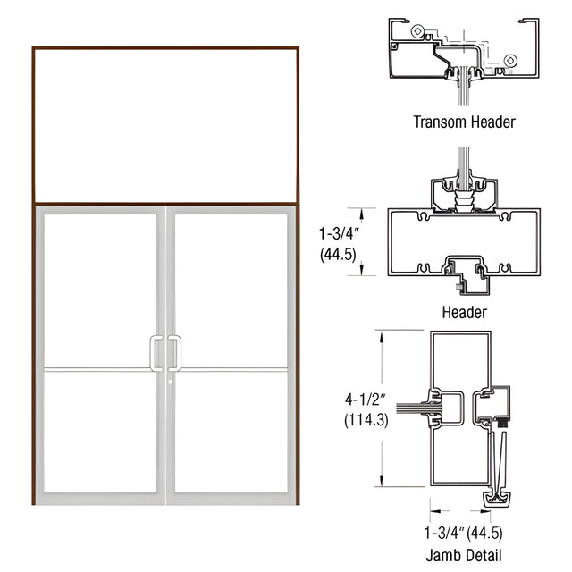 CRL-U.S. Aluminum Custom Sized Bronze Black Anodized Series 450 Tubular Gear Hinge Transom Frame Complete (2FT)