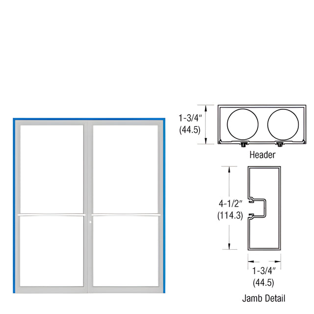 CRL-U.S. Aluminum Custom Sized Clear Anodized Blank 450 Up and Over Double Door Frame