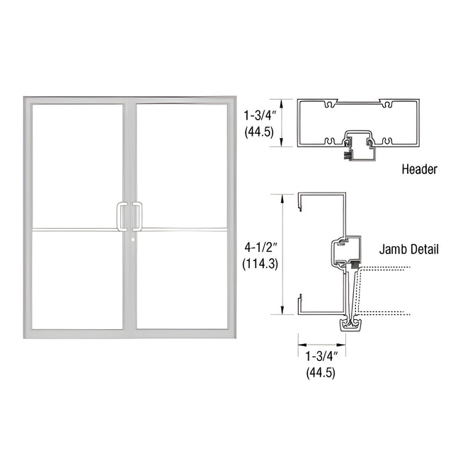 CRL-U.S. Aluminum Custom Sized Clear Anodized Series 450 Open Back Gear Hinge Up and Over Frame Complete (2F)