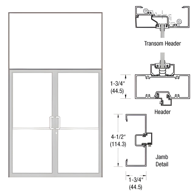 CRL-U.S. Aluminum Custom Sized Clear Anodized Series 450 Open Back Butt Hinge Transom Frame Complete (2FT)