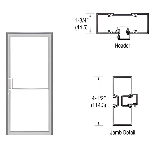 CRL-U.S. Aluminum Custom Sized Clear Anodized Series 450 Tubular Butt Hinge Up and Over Frame Complete (1F)