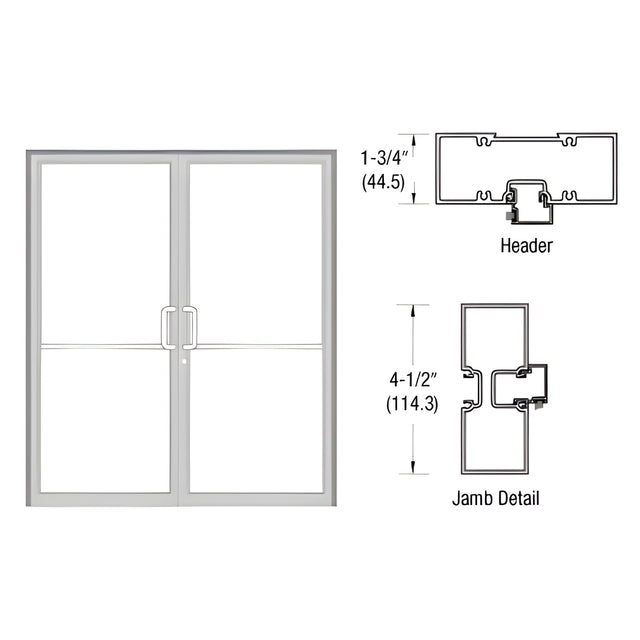 CRL-U.S. Aluminum Custom Sized Clear Anodized Series 450 Tubular Butt Hinge Up and Over Frame Complete (2F)