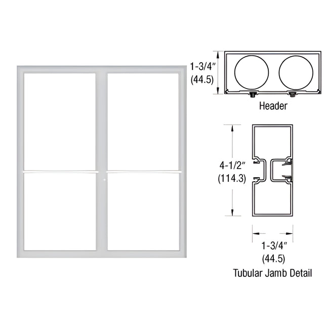 CRL-U.S. Aluminum Custom Sized Clear Anodized Series 450 Tubular Center Hung Up and Over Frame Complete (2F)