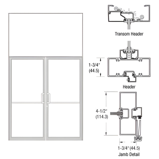 CRL-U.S. Aluminum Custom Sized Clear Anodized Series 450 Tubular Gear Hinge Transom Frame Complete (2FT)