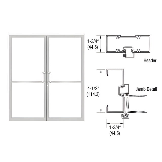 CRL-U.S. Aluminum Custom Sized White KYNAR® Paint Series 450 Open Back Gear Hinge Up and Over Frame Complete (2F)