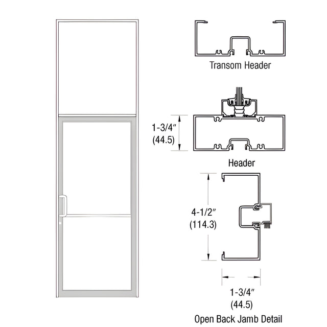 CRL-U.S. Aluminum Custom Sized White KYNAR® Paint Series 450 Open Back Offset Pivot Transom Frame Complete (1FT)