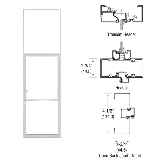 CRL-U.S. Aluminum Custom Sized White KYNAR® Paint Series 450 Open Back Gear Hinge Transom Frame Complete (1FT)