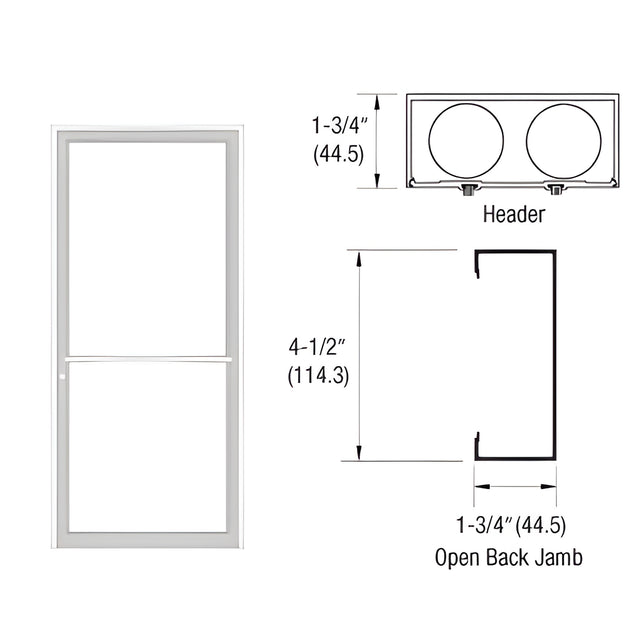 CRL-U.S. Aluminum Custom Sized White KYNAR® Paint Series 450 Up and Over Single Door Frame