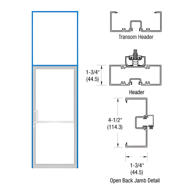 CRL-U.S. Aluminum Custom Sized and Custom KYNAR® Paint Series 450 Open Back Offset Pivot Transom Frame Complete (1F)