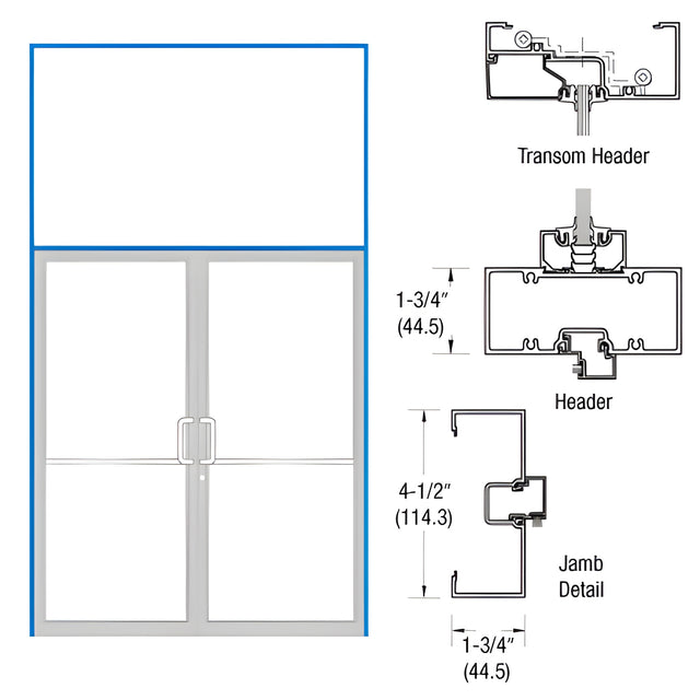 CRL-U.S. Aluminum Custom Sized and Custom KYNAR® Paint Series 450 Open Back Butt Hinge Transom Frame Complete (2FT)