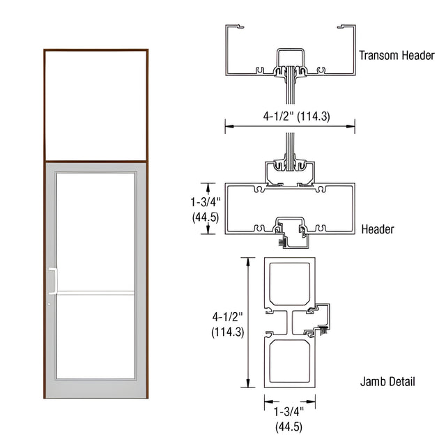 CRL-U.S. Aluminum Dark Bronze/Black Anodized Class 1 39-1/2" x 126" Series DF800 Tubular Offset Pivot Transom Frame Complete (1FT)