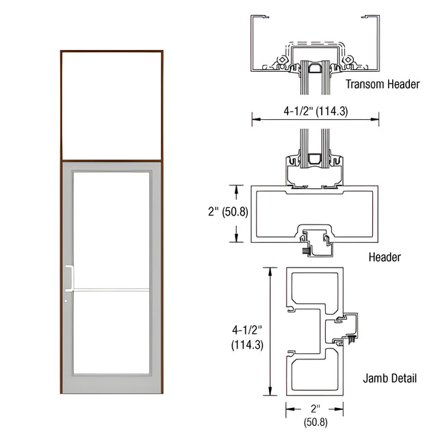 CRL-U.S. Aluminum Dark Bronze/Black Anodized Class 1 40" x 126" Series DF800 Tubular Offset Pivot Transom Frame Complete (1FT)