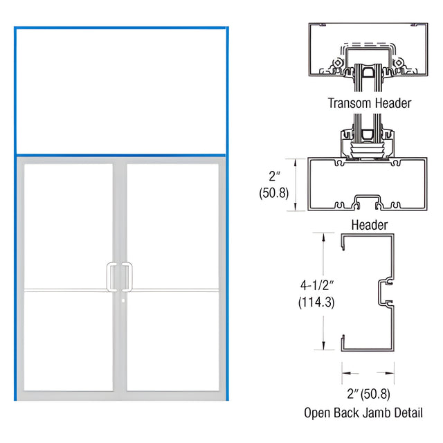 CRL-U.S. Aluminum Dark Bronze/Black Anodized Class 1 76" x 126" 451 Series Transom Frame for Offset Pivot Using Surface Mount Double Door Closer
