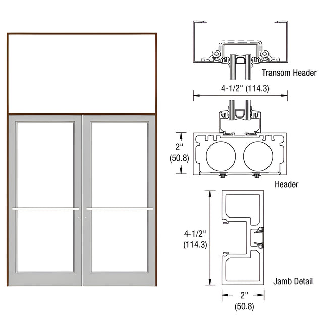 CRL-U.S. Aluminum Dark Bronze/Black Anodized Class 1 76" x 126" Series DF800 Tubular Center Hung Transom Frame Complete (2FT)