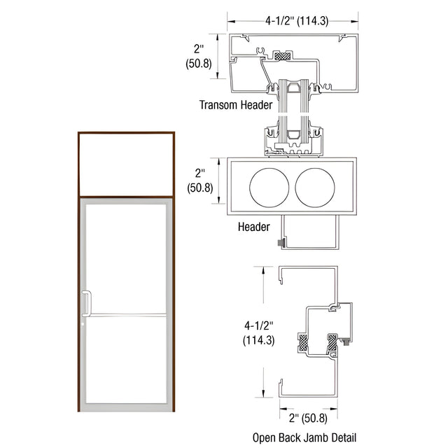 CRL-U.S. Aluminum Dark Bronze/Black Anodized Class 1 Anodized Thermally Improved Transom Frame for Single Offset Pivot Door and Overhead Concealed Door Closer