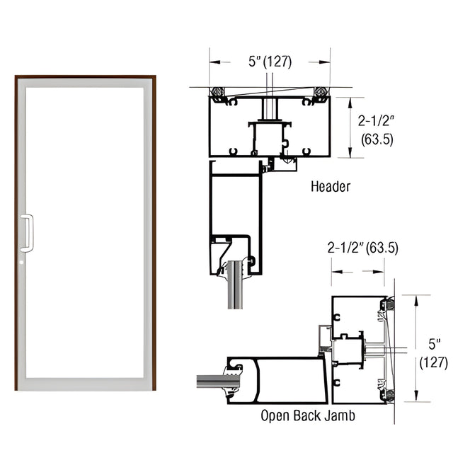 CRL-U.S. Aluminum Dark Bronze/Black Anodized Class 1 IG500 Series Custom Up/Over Door Frame for Geared Hinge and Surface Closer