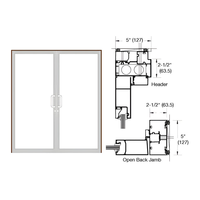 CRL-U.S. Aluminum Dark Bronze/Black Anodized Class 1 IG500 Series Custom Up/Over Door Frame for Butt Hinge and Overhead Concealed Closer