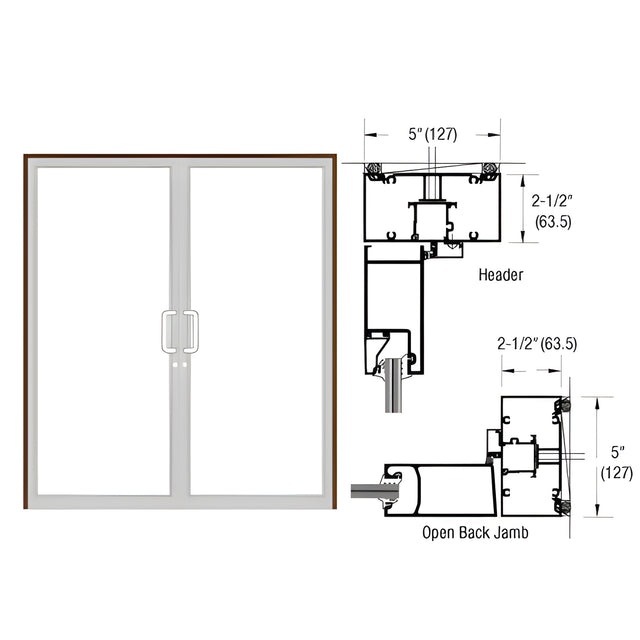 CRL-U.S. Aluminum Dark Bronze/Black Anodized Class 1 IG500 Series Custom Up/Over Butt Hinge Two Door Frames