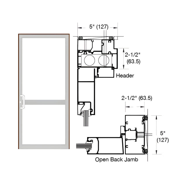 CRL-U.S. Aluminum Dark Bronze/Black Anodized Class 1 IG500 Series Custom Up/Over Door Frame for Butt Hinge, CVR Panic, and Overhead Concealed Closer