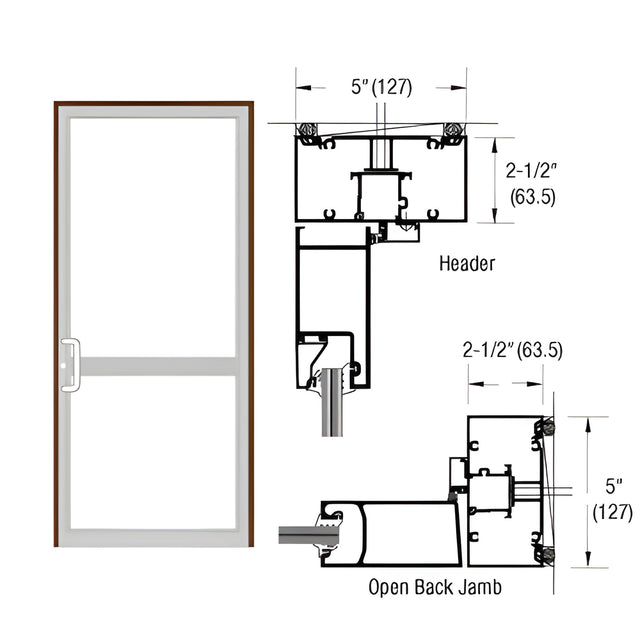 CRL-U.S. Aluminum Dark Bronze/Black Anodized Class 1 IG500 Series Custom Up/Over Butt Hinge CVR Door Frame