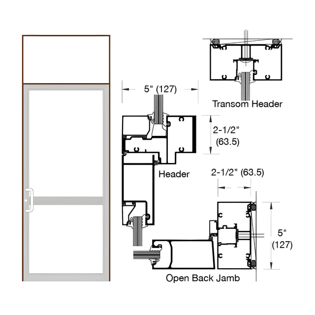 CRL-U.S. Aluminum Dark Bronze/Black Anodized Class 1 IG500 Series Custom Transom Butt Hinge CVR Door Frame
