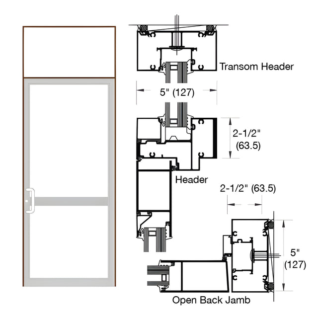 CRL-U.S. Aluminum Dark Bronze/Black Anodized Class 1 IG600 Series Custom Transom Butt Hinge Door Frame