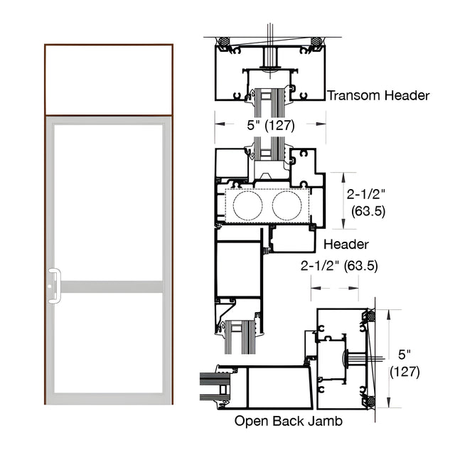 CRL-U.S. Aluminum Dark Bronze/Black Anodized Class 1 IG600 Series Custom Transom Door Frame for Geared Hinged, CVR Panic Strike, and Overhead Concealed Closer