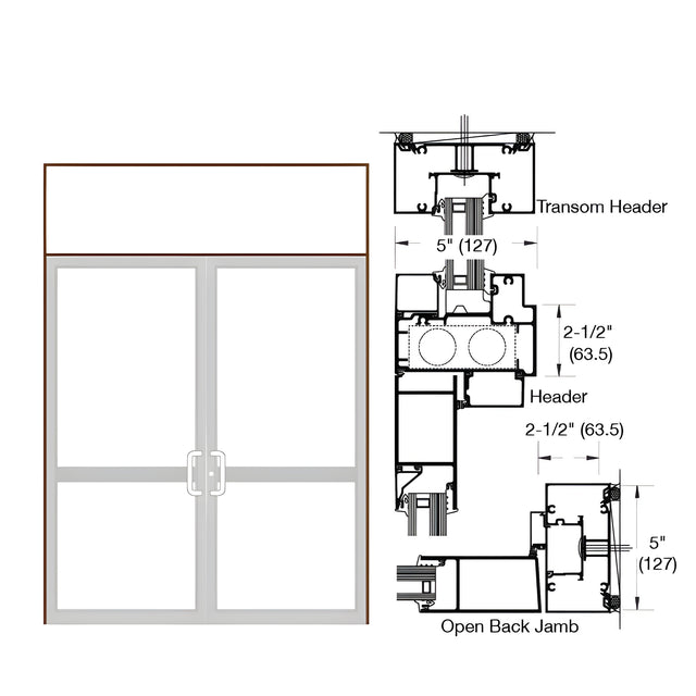 CRL-U.S. Aluminum Dark Bronze/Black Anodized Class 1 IG600 Series Custom Transom Door Frame for Geared Hinged, CVR Panic Strike, and Overhead Concealed Closer
